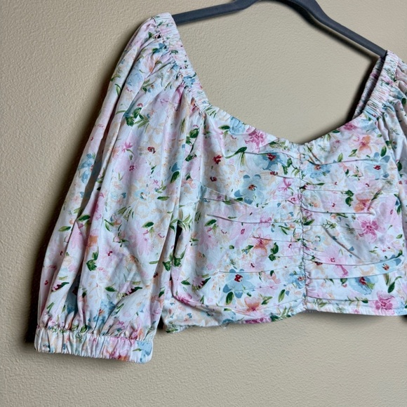Abercrombie & Fitch Puff Sleeve corset floral blouse- Size M - Picture 2 of 8